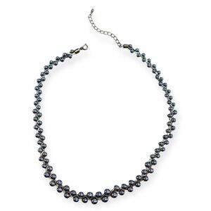 VINTAGE greyish blue Beaded Necklace interlocked with chain ⛓️‍💥